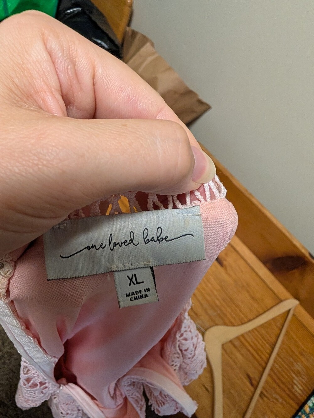 One Loved Babe XL Pink Lace Maternity Dress Boho Baby Shower Cottagecore - Picture 2 of 6
